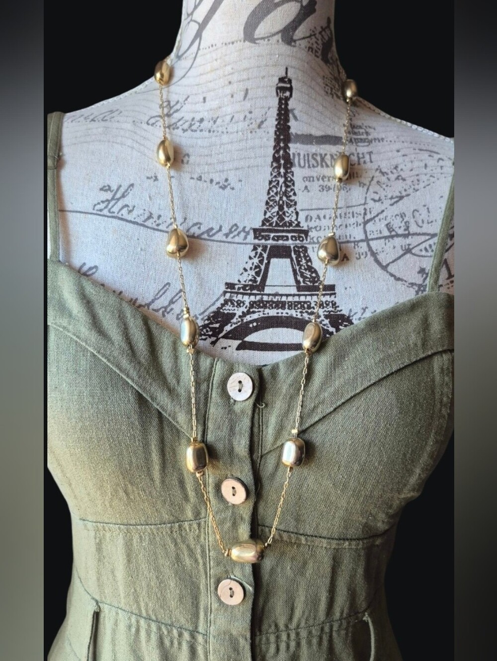 Vtg. Avon Gold Bead Long Necklace